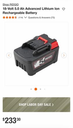 RIDGID 18-Volt 5.0 Ah Advanced Lithium-Ion Rechargeable Battery