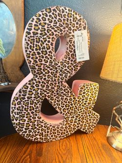 Giant Metal Ampersand “&” Sign leopard print & pink