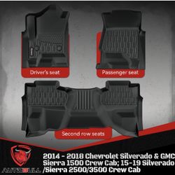 Floor Matt’s Chevrolet Silverado 2014 - 2018 Chevrolet Silverado & GMC Sierra 1500 Crew Cab; 15-19 Silverado AUTOBULL /Sierra 2500/3500 Crew Cab