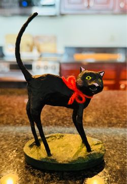 Rare Hard to Find Lori Mitchell Black Cat Kitty Boo Halloween Figurine