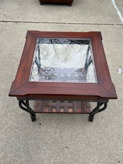 Wood and glass coffee table