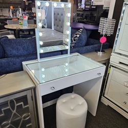 Brand New Vanity 1 Drawer With Hollywood Mirror & Stool $489 FREE LOCAL DELIVERY & SET UP