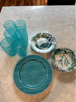 Melamine Coastal-Themed Dishware Set