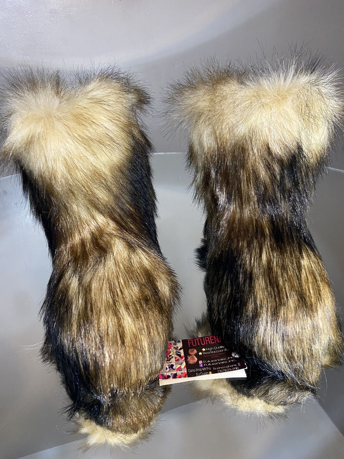 Brown Vegan Fur Custom Furry Boots sizes 7.5,8,8.5 Message True Size To Order