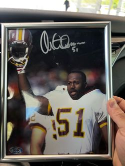 Signed Washington Redskins Monte Coleman #51 Framed Autographed Photo w/ COA