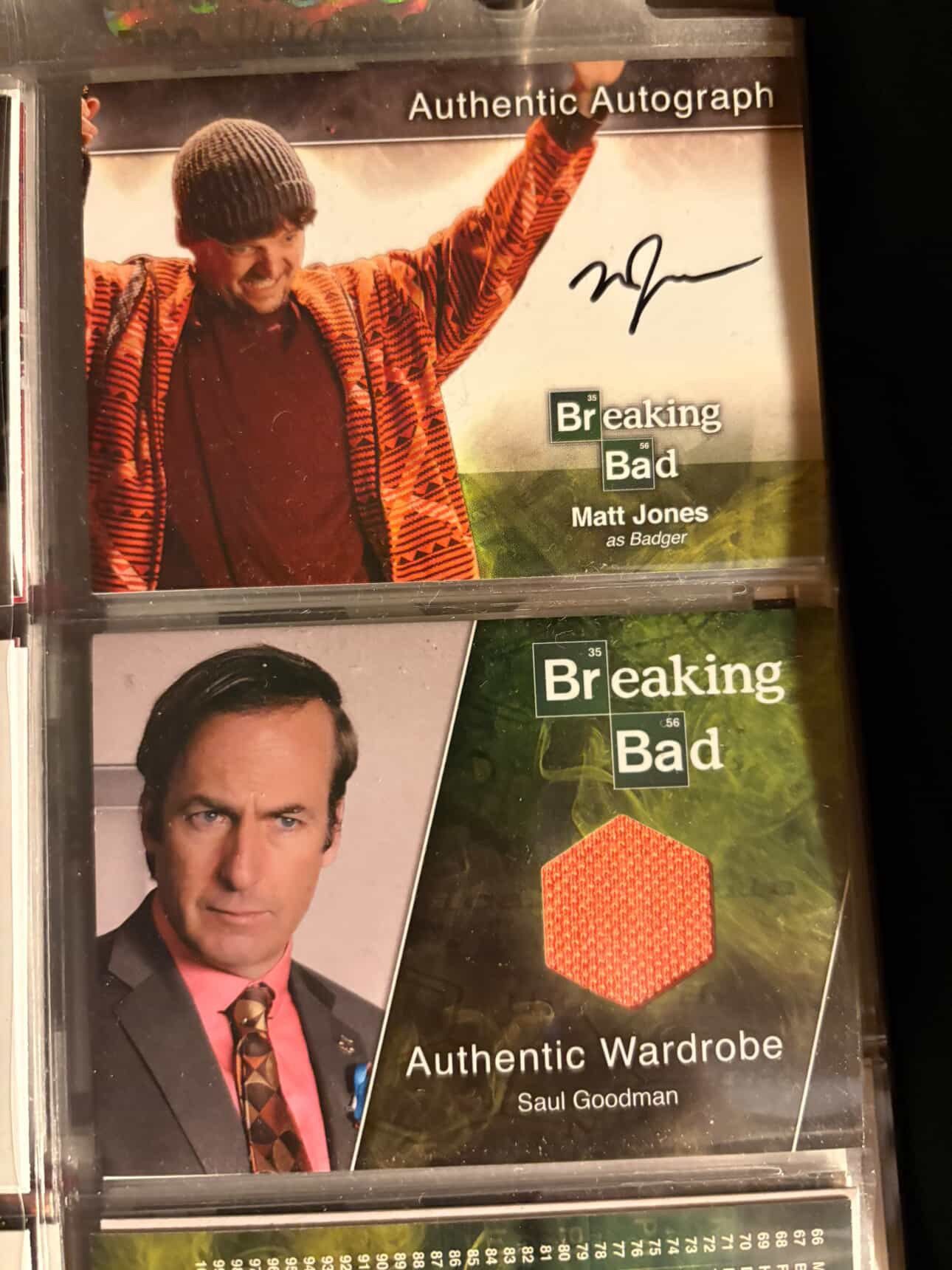 Lot of breaking bad autograph/relic cards