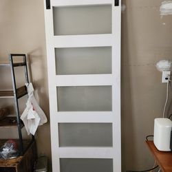 Barn door w glass panels 7' x 30" brand new