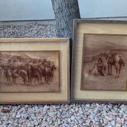 LUCID LINES TWO APACHE PHOTOGRAPHY ETCHED GLASS by FREDERICK REMINGTON 1974