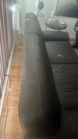 Macys dark grey leather couch