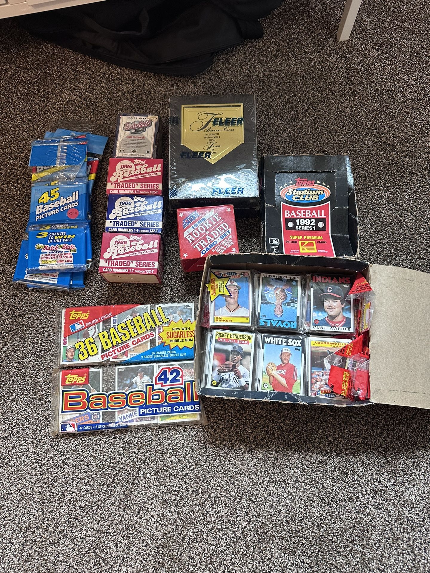 baseball cards in packages