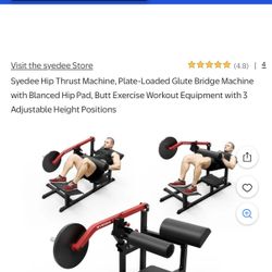 Syedee Hip Thrust Machine, Plate-Loaded Glute Bridge Machine