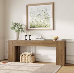 New -Extra Long Sofa Console Table for Entryway 79-Inch, Natural Oak