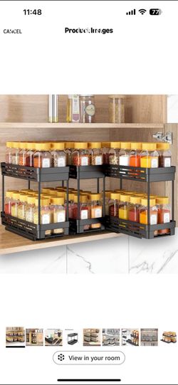 Pull Out Spice Rack Organizer for Cabinet, 3 Packs Slide Out Spice Racks Organizer, Spice Cabinet Organizers, Cabinet Size Need:12'' Highx11'' Deepx5'