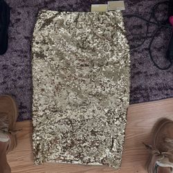 Michael Kors Gold Sequence Skirt - Perfect For The Holidays 