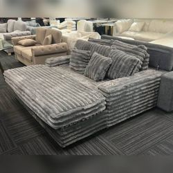 Extra large gray corduroy loveseat