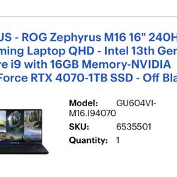  Brand New ASUS ROG Zephyrus M16 Gaming Laptop – $1500 🔥