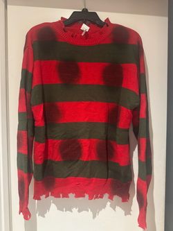 Freddy Krueger Striped Distressed Knit Sweater