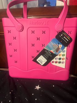 hurley pink medium beach tote bag purse