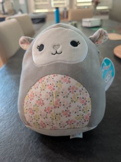 Squishmallow Gray Animal Plush with Floral Belly