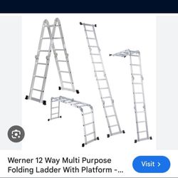 The Werner Aluminum Reach Type 1A- 300-lb Capacity Multi-Position Ladder w 3 position set up! The M1-8-16 Folding MultiLadder is designed for one or t