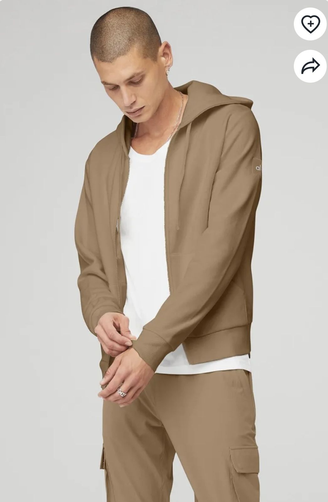 Alo Yoga Everyday Full Zip Hoodie Gravel Sz. M / L