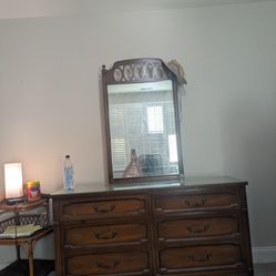Vintage 6 Drawer Dresser With Vanity Mirror 