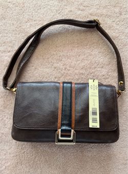 New Brown Leather Shoulder Bag, 6 1/2 x 11 inches, Retail Pice was $89