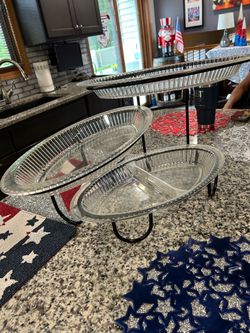 3 tier serving trays with metal racks
