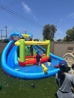 Double Water Slide With Blower Jumper