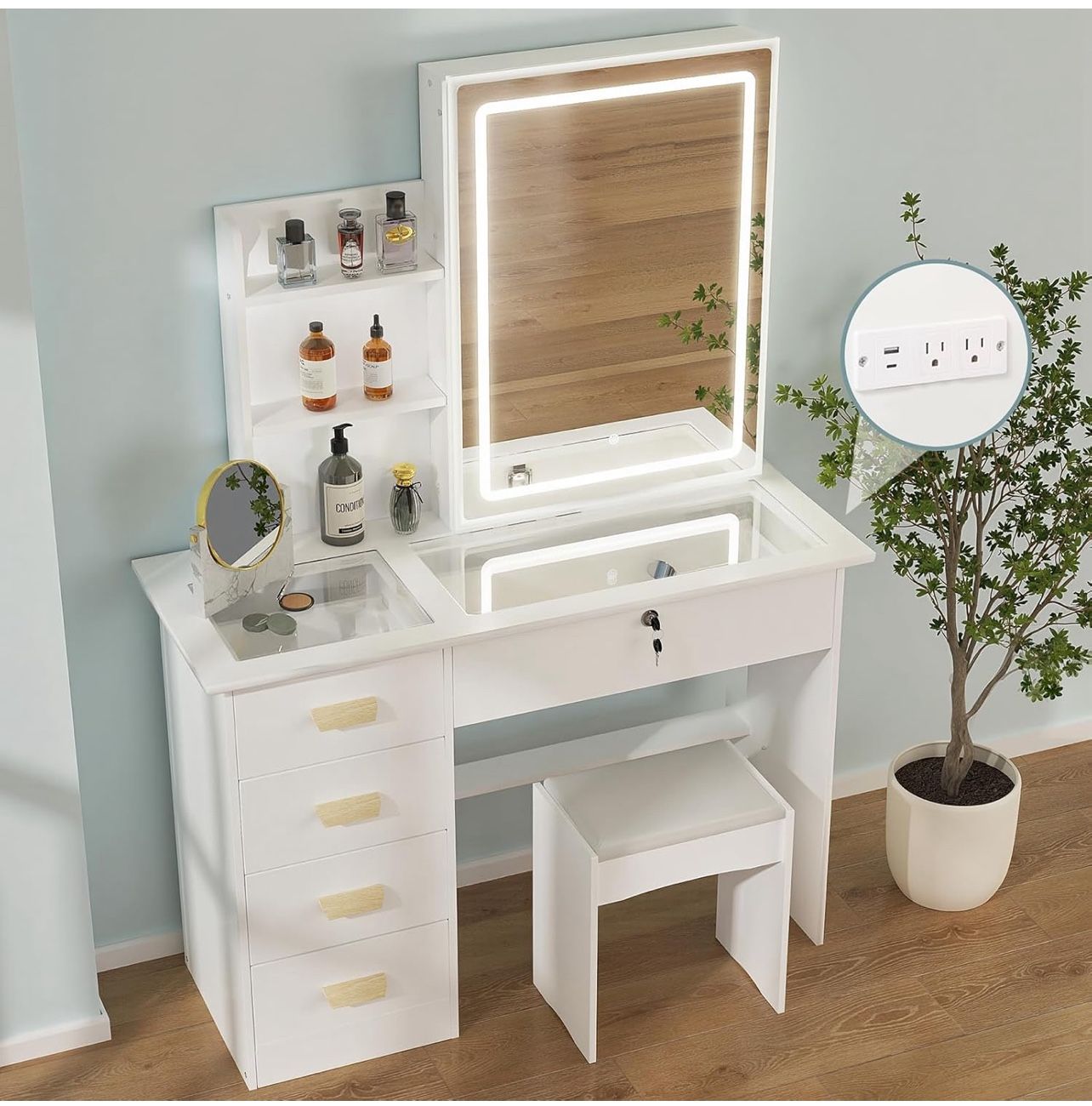 Vanity With Mirror And Lights
