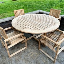 5 Piece Grade A Teak Outdoor Dining Set - Round Table & 4 Chairs by Kingsley Bate