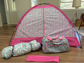 Kids slumber set with tent, sleeping bag and duffle bag