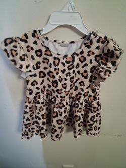 Girls Leopard Print Ruffle Peplum Top Size 5 y