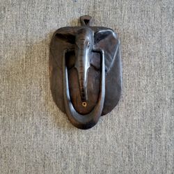 African Carved Elephant Door Knocker - Ebony Wood Figurine