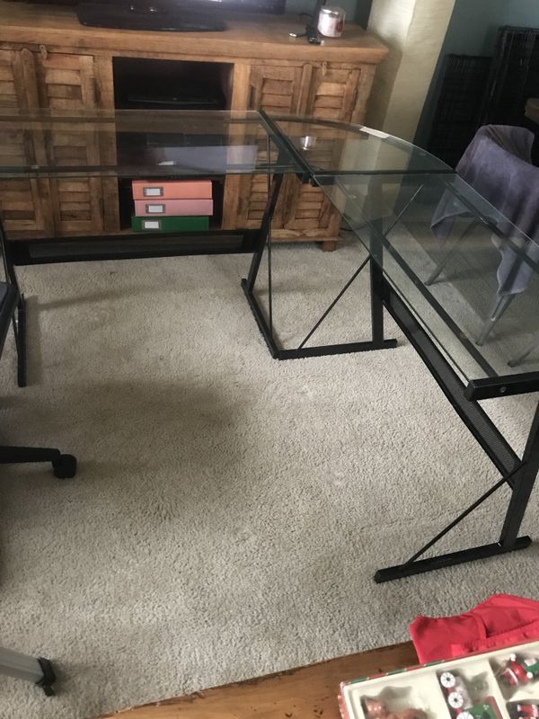 Black Metal Glass Top Desk For In Huntington Beach Ca Offerup