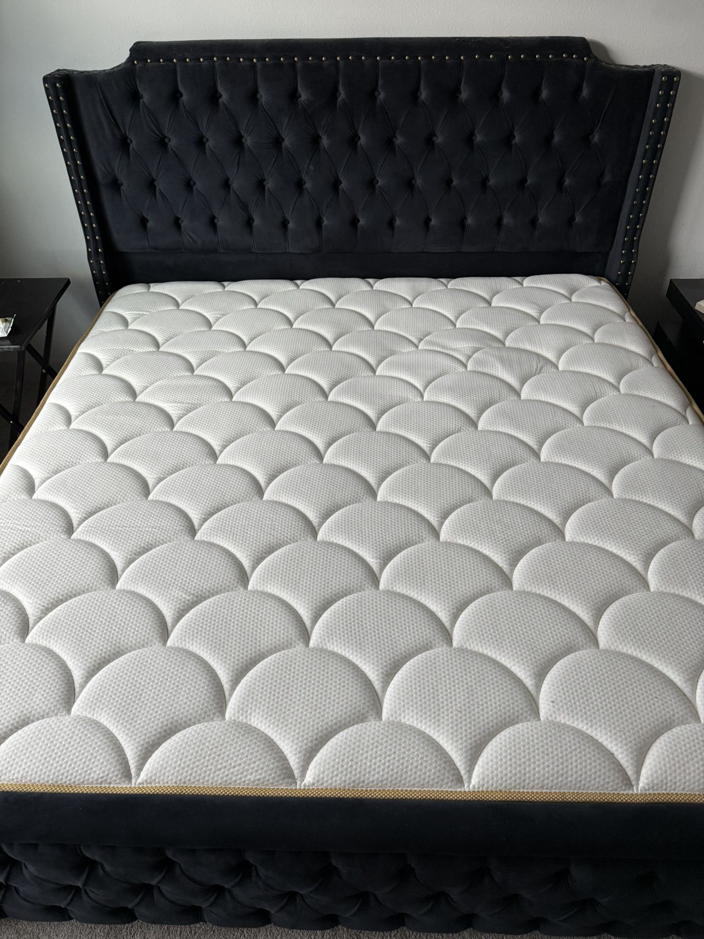 Blue King Size Bed Frame with Mattress Excellent Condition