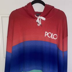 BRAND NEW Polo Ralph Lauren Hombre Striped Spellout Pullover Hoodie Mens Size XL