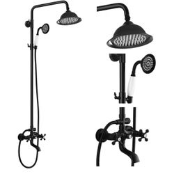 Black Exposed Bathroom Shower Faucet