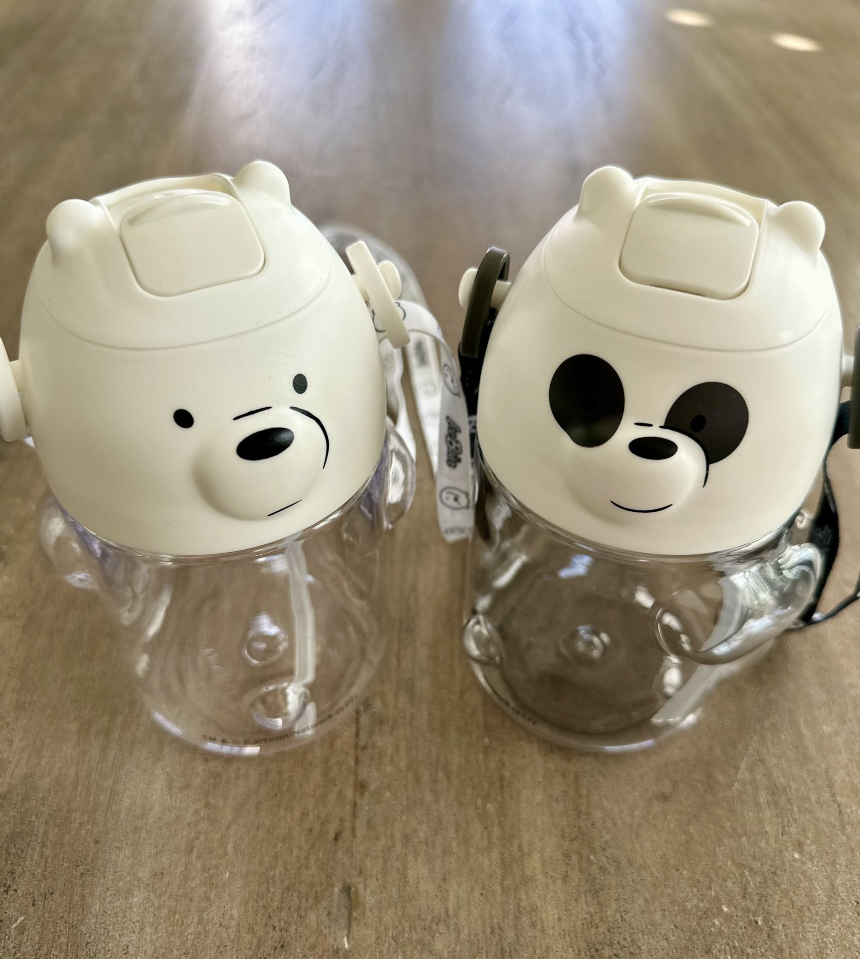Water Bottles - Bear & Panda - Set of 2.