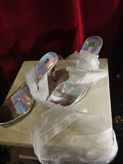 GLASS SLIPPERwith ribbon like ballet slipper