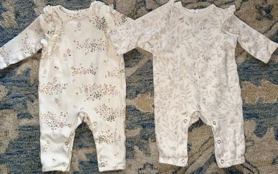 PEHR Baby Ruffle Flowers Butterfly Romper Whimsical 0-3 months