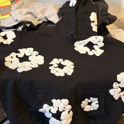 Black Denim Tear Hoodie Size Large