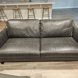 Living Spaces Leather Sofas And Reclining Chair 