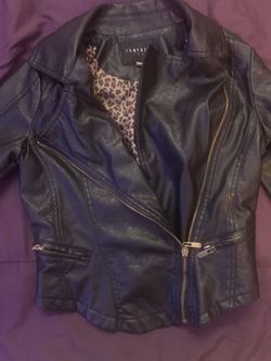 Therapy Brand Small Leather Jacket Leopard Print Inside