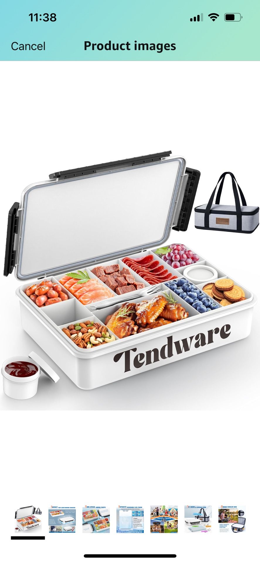 New Chilled Portable Snackle Box Container with 12 Compartment Divided, Reusable Ice Pack, & Bonus Insulated Bag