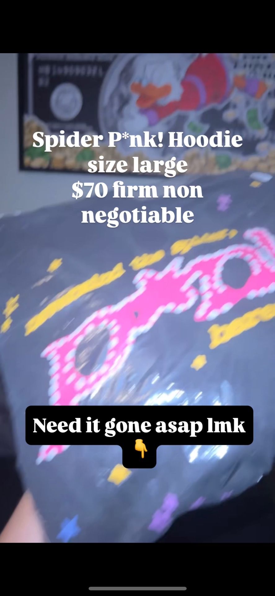 P*nk Spider Hoodie Black Large