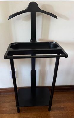 Vintage Black Freestanding Clothes Valet Gentlemen Butler Stand - 16x15x43