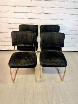 Black Velvet Post Modern Dining Chairs 4pc