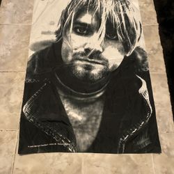 Vintage 2003 KURT COBAIN Nirvana Fabric AOP Poster Banner Flag Large 42 X 28
