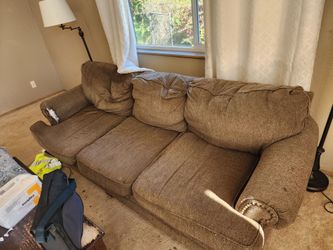 Brown Fabric 3-Seat Sofa